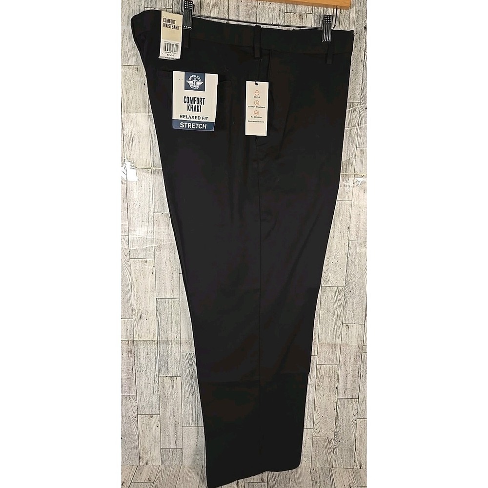 DOCKERS Pants 40x30 Comfort Khaki Relaxed Fit Stretch BLACK Mens NEW